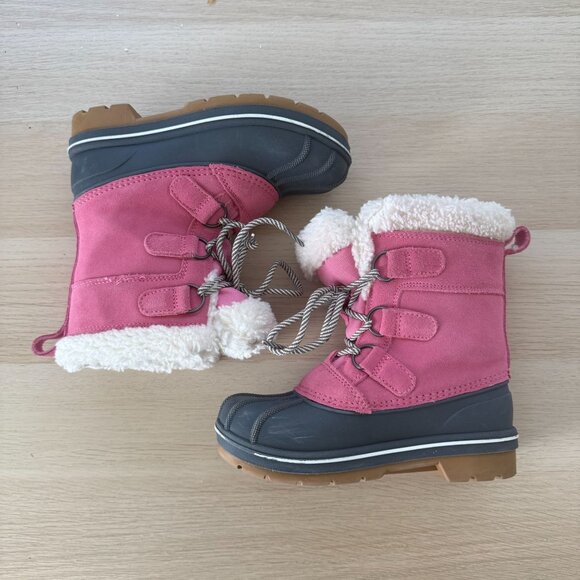 Cat & Jack Girls Pink Gray Faux Fur Winter Boots Size 13 Thermolite Insulation - Picture 6 of 8